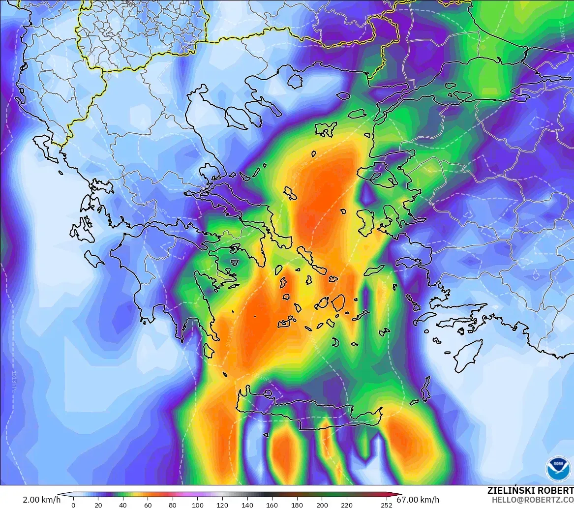 GFS загвар - Грек, Салхины Ширүүн Нөлөөлөл