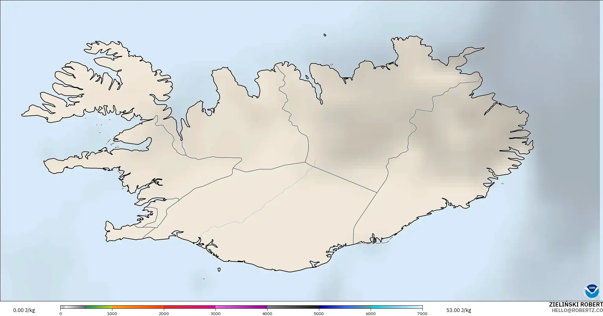 GFS загвар - Исланд, CAPE