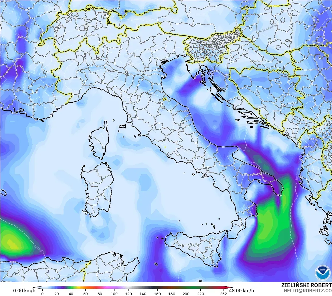 GFS загвар - Итали, Салхины Ширүүн Нөлөөлөл