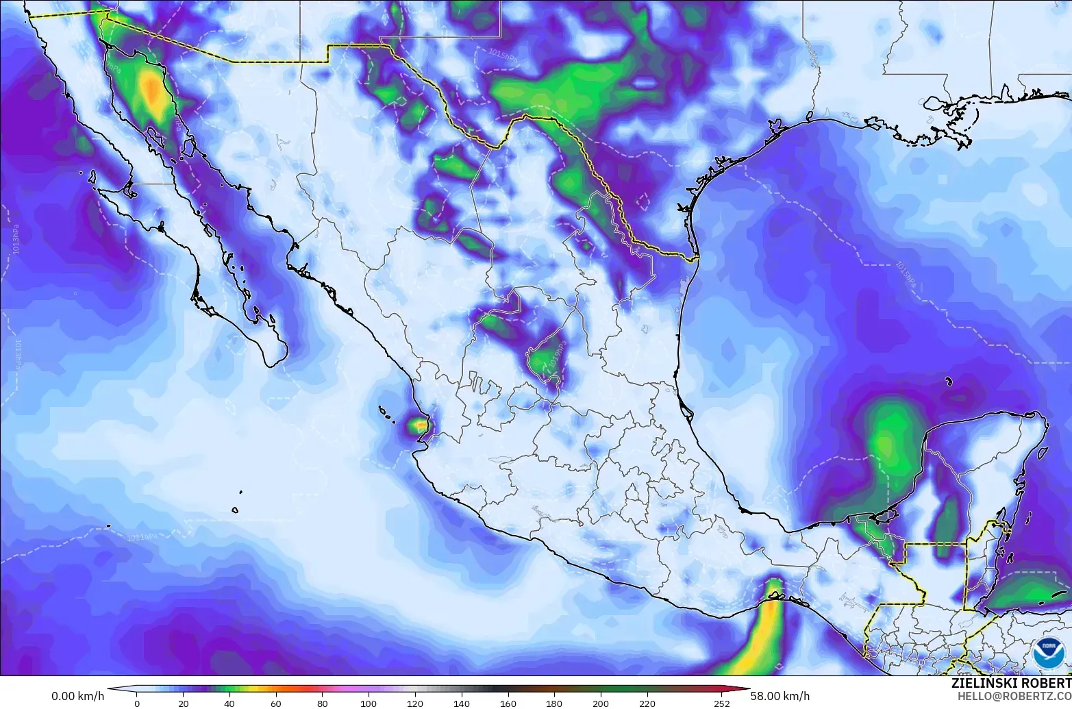 GFS загвар - Мексик, Салхины Ширүүн Нөлөөлөл