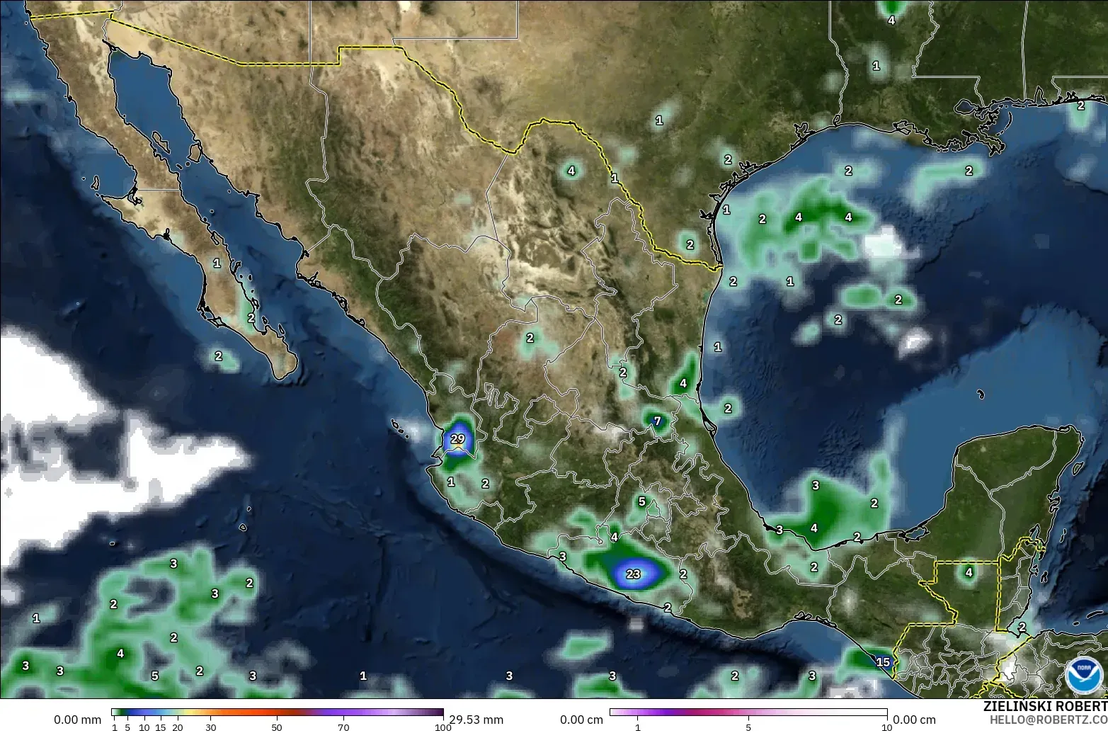 GFS загвар - Мексик, Хур Тунадас, Үүл ба Даралт