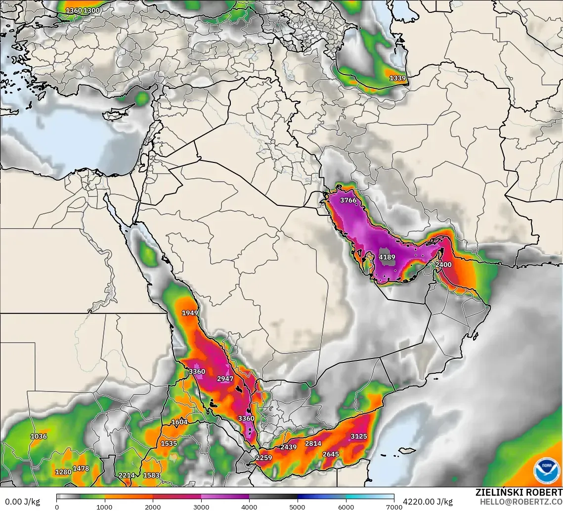 GFS загвар - Ойрх Дорнод, CAPE