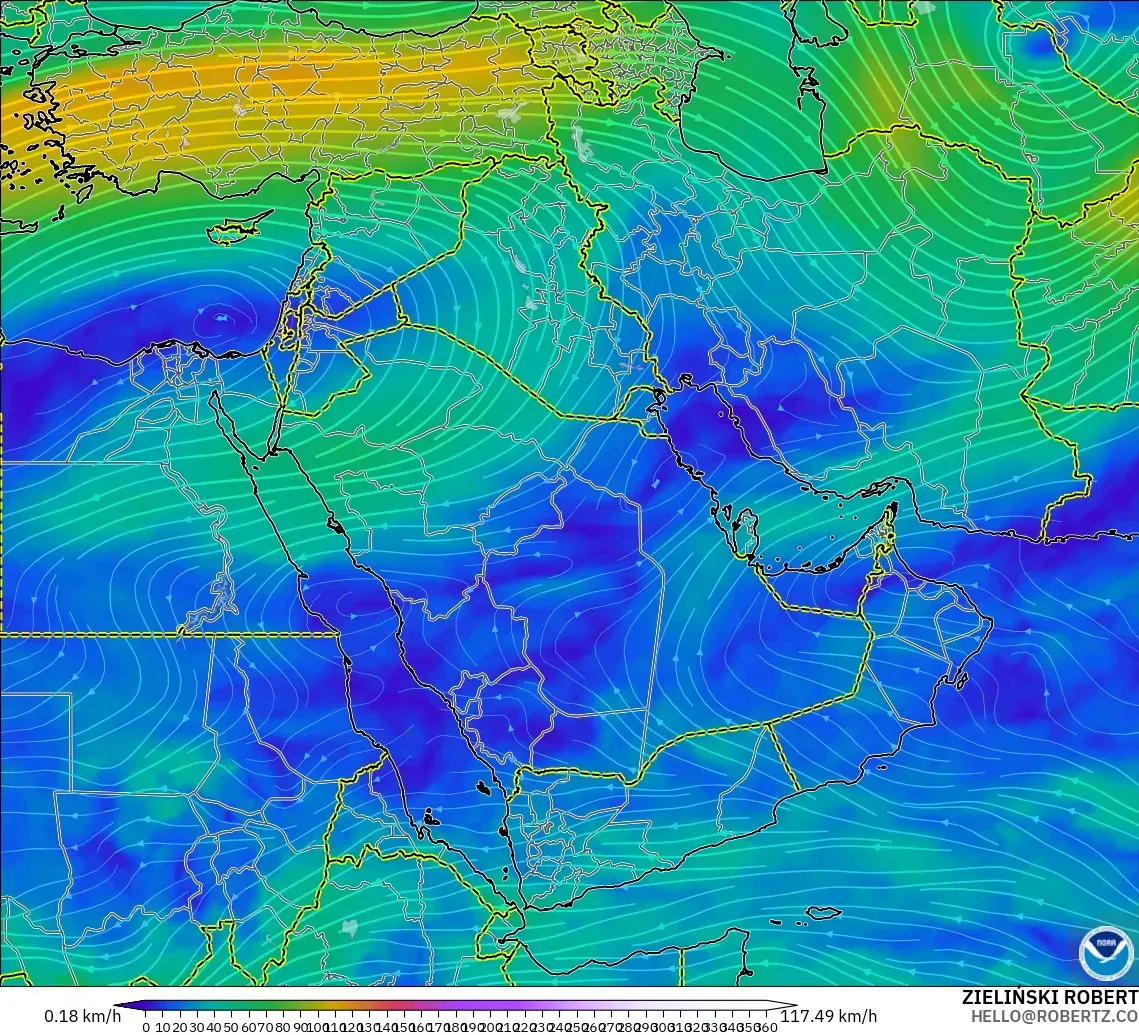 GFS загвар - Ойрх Дорнод, Салхи 300 hPa (түншил)