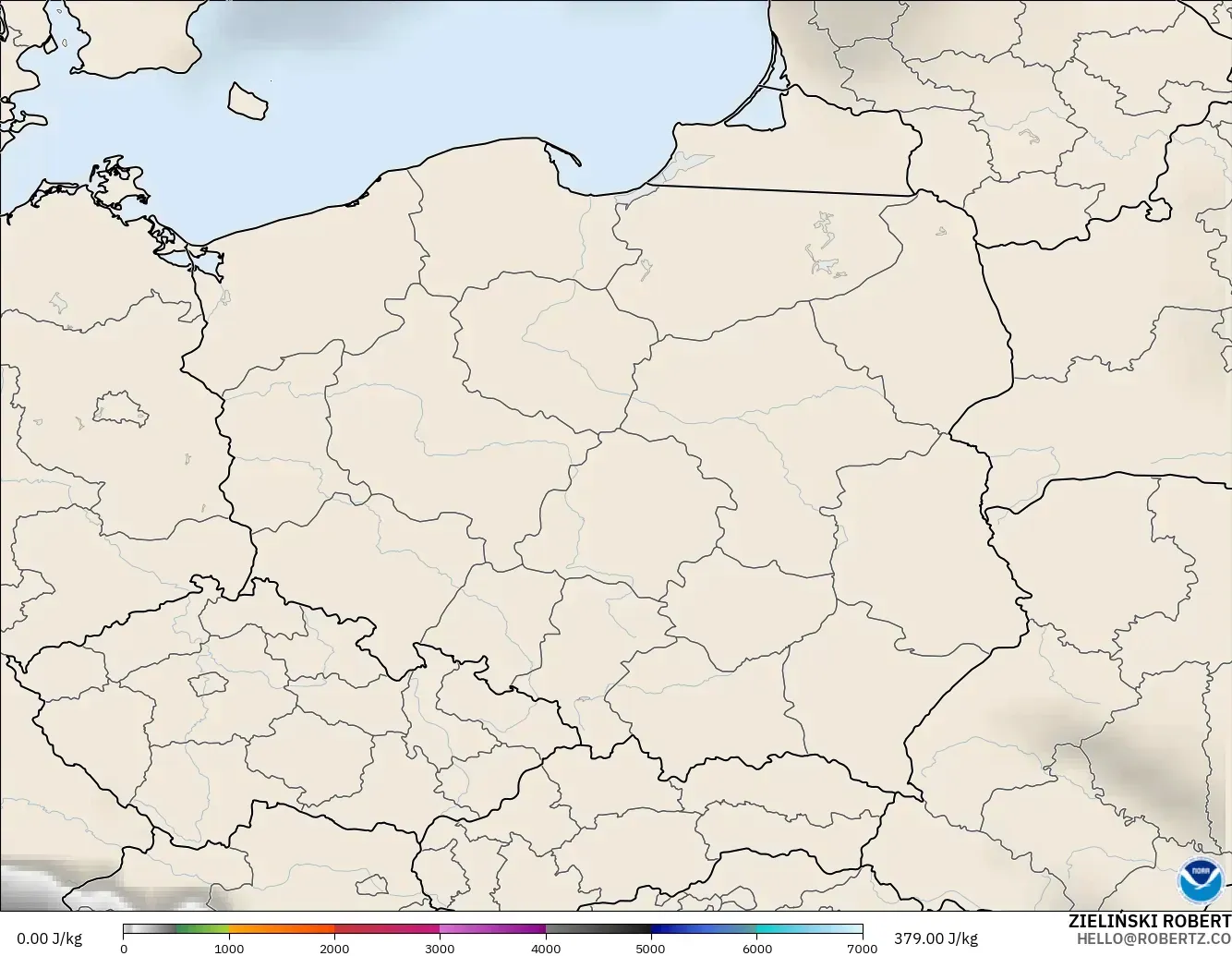 GFS загвар - Польш, CAPE