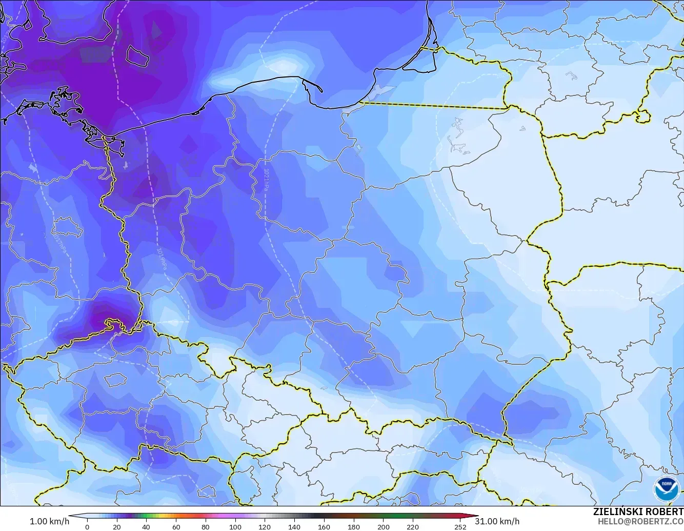 GFS загвар - Польш, Салхины Ширүүн Нөлөөлөл