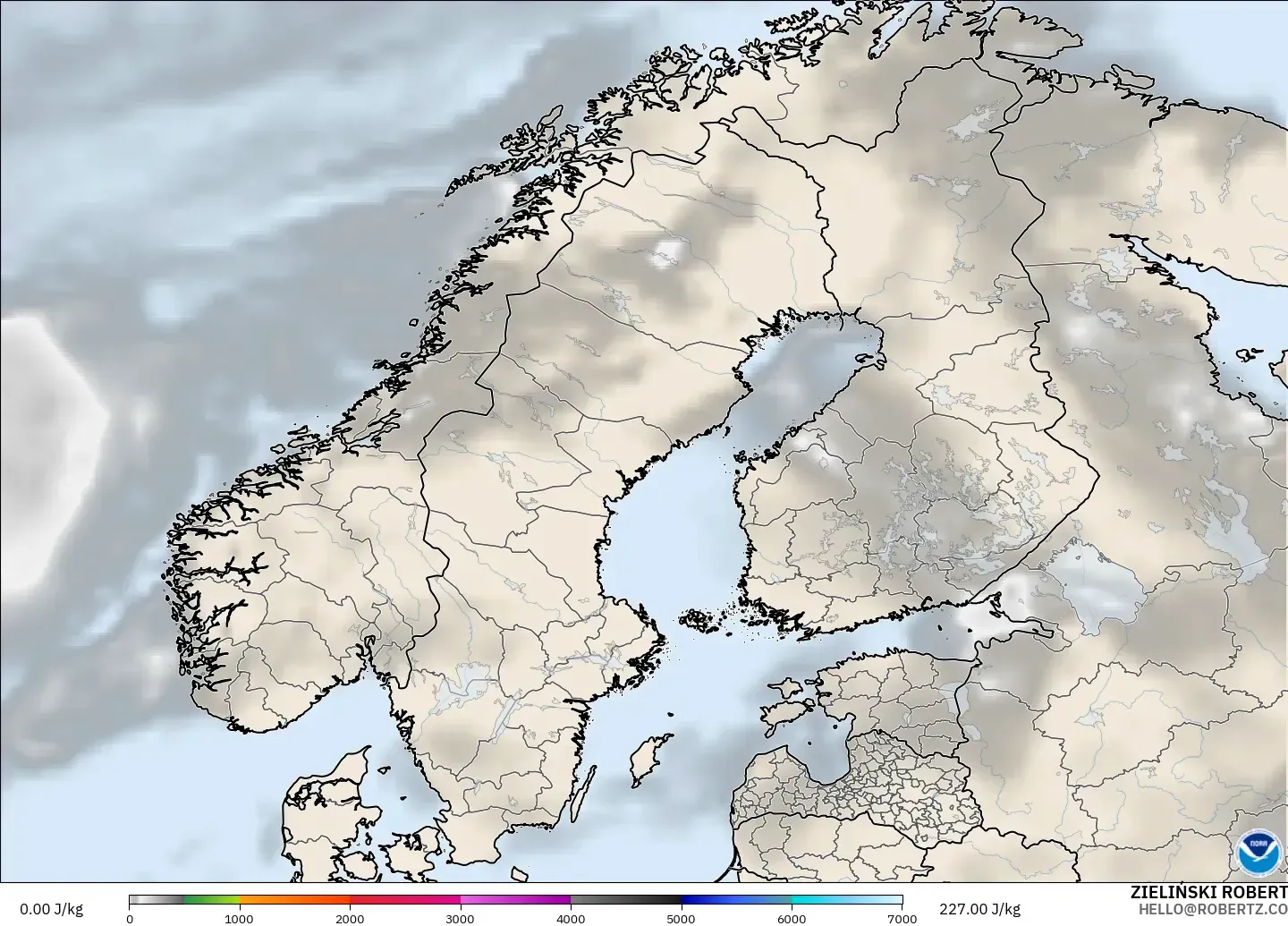 GFS загвар - Скандинав, CAPE