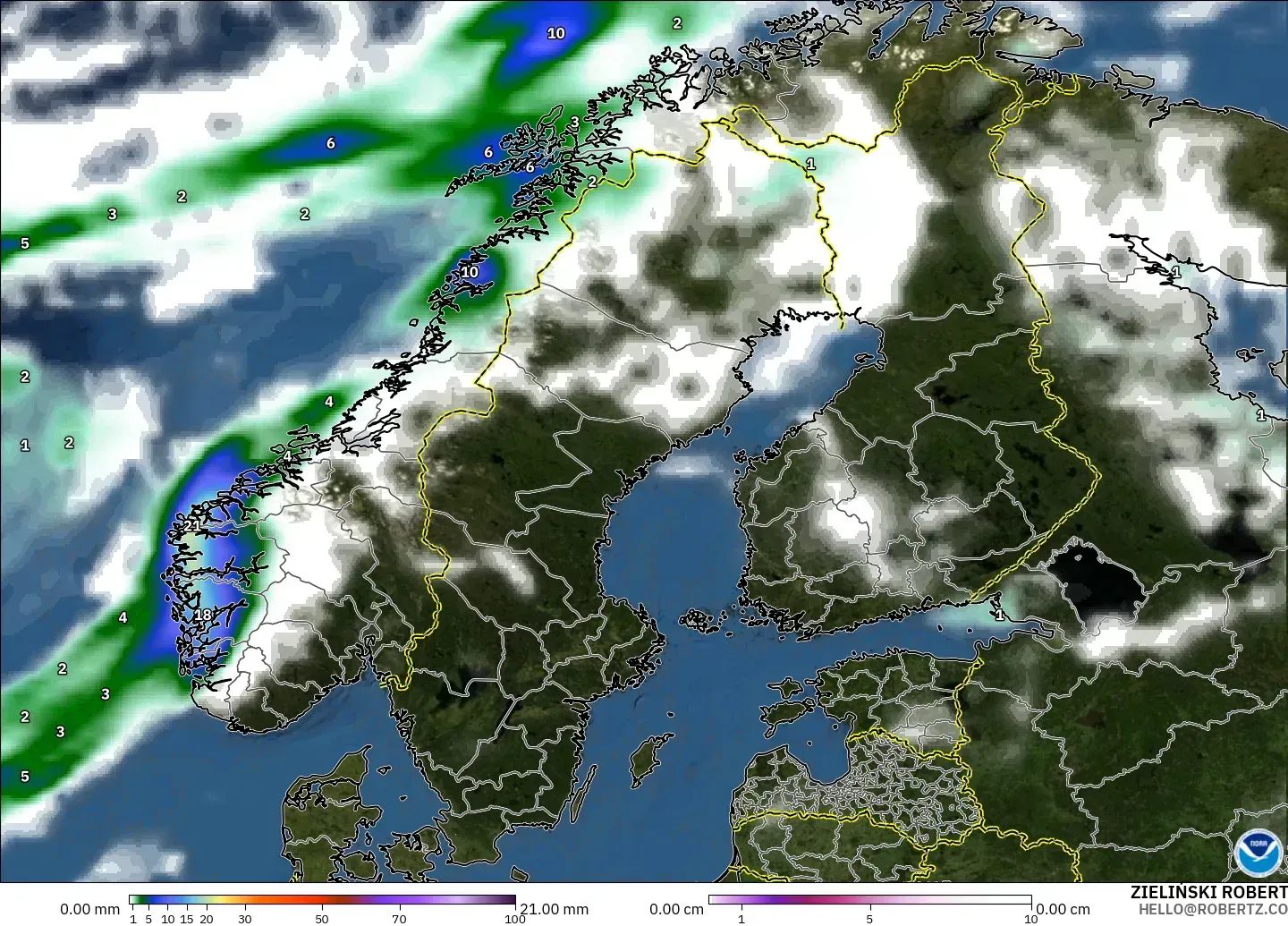 GFS загвар - Скандинав, Хур Тунадас, Үүл ба Даралт