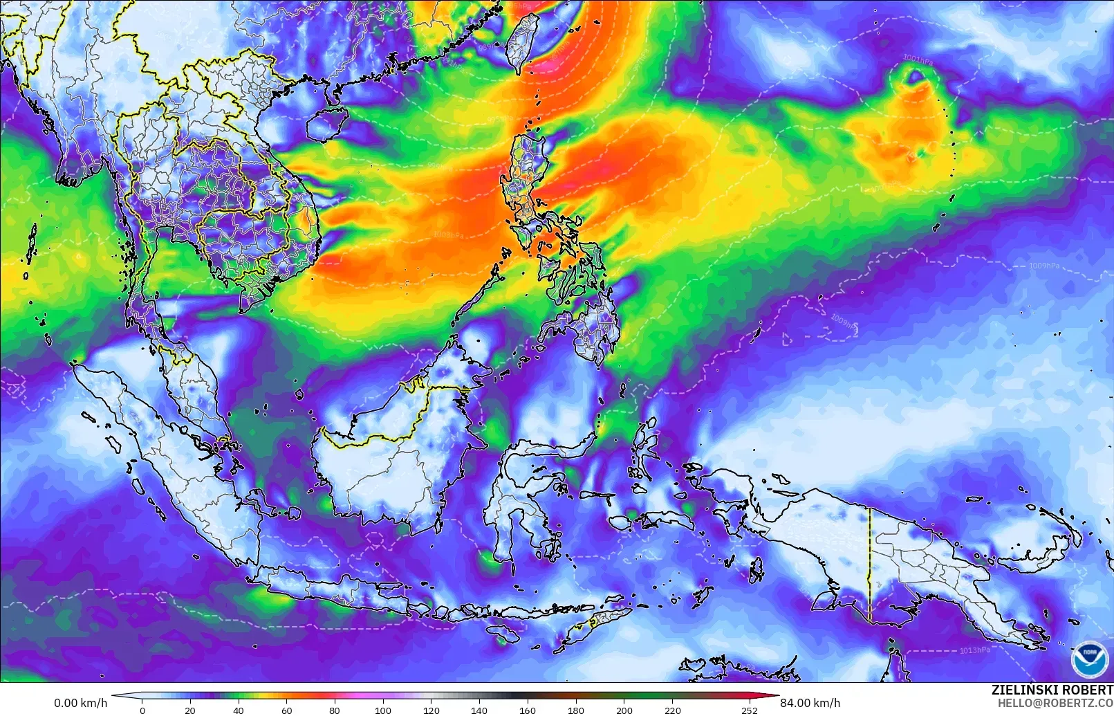 GFS загвар - Өмнөд-Зүүн Ази, Салхины Ширүүн Нөлөөлөл