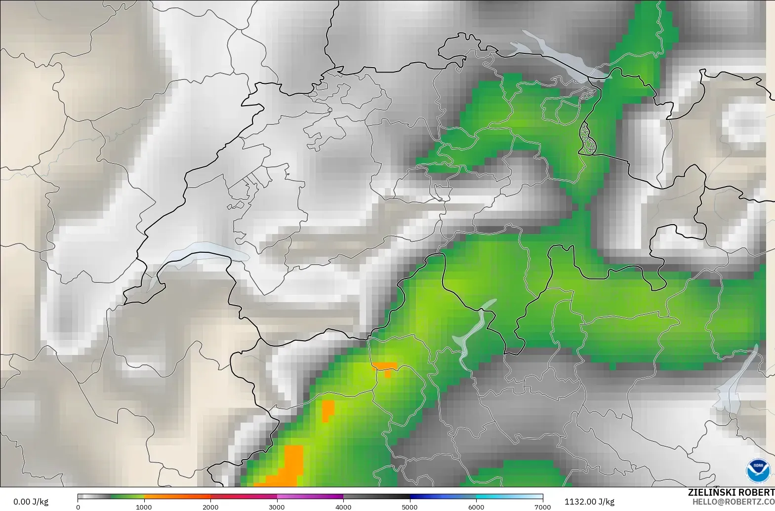 GFS загвар - Швейцар, CAPE