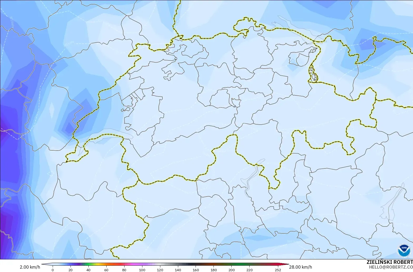GFS загвар - Швейцар, Салхины Ширүүн Нөлөөлөл