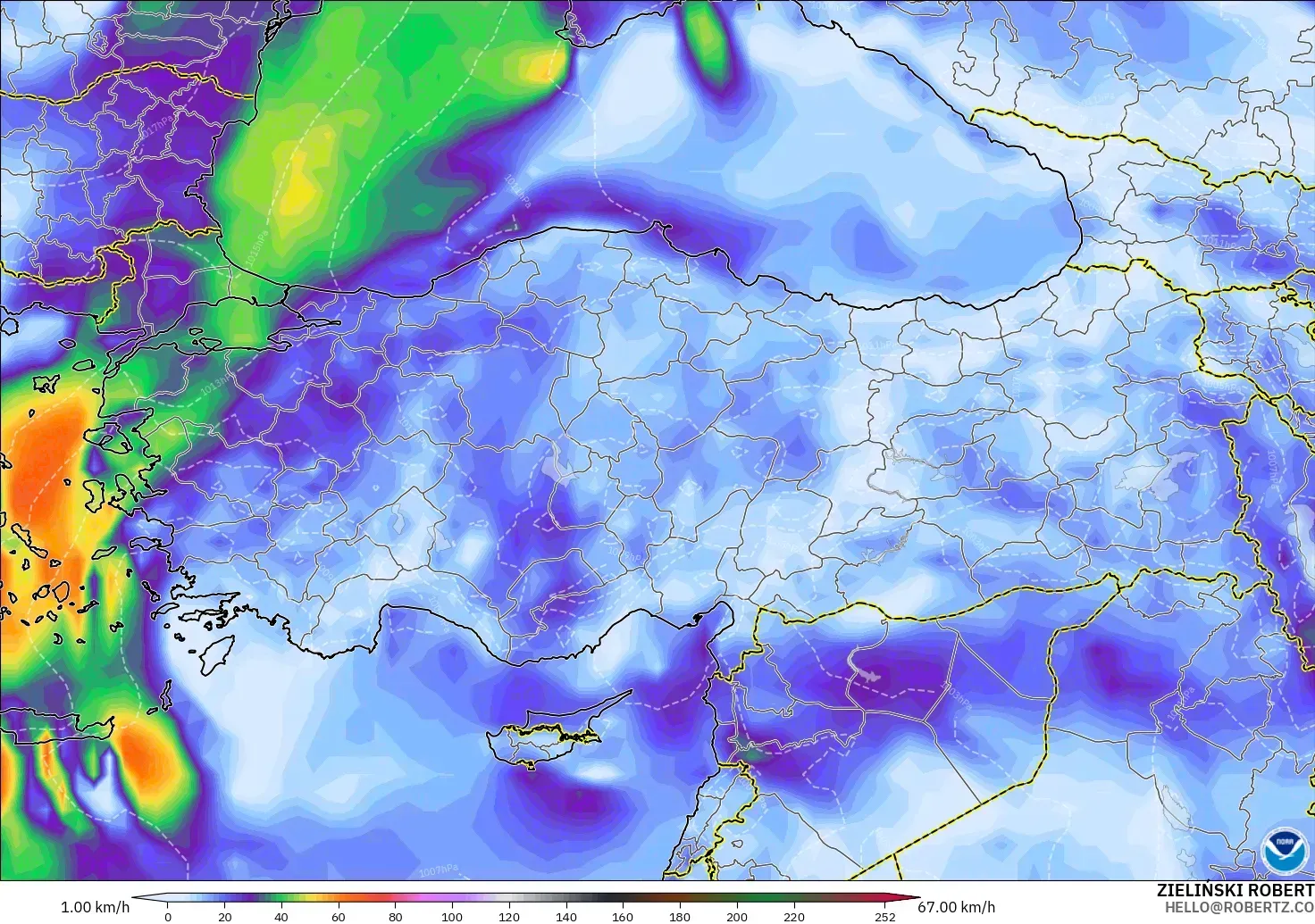 GFS загвар - Турк, Хамгийн Их Салхи