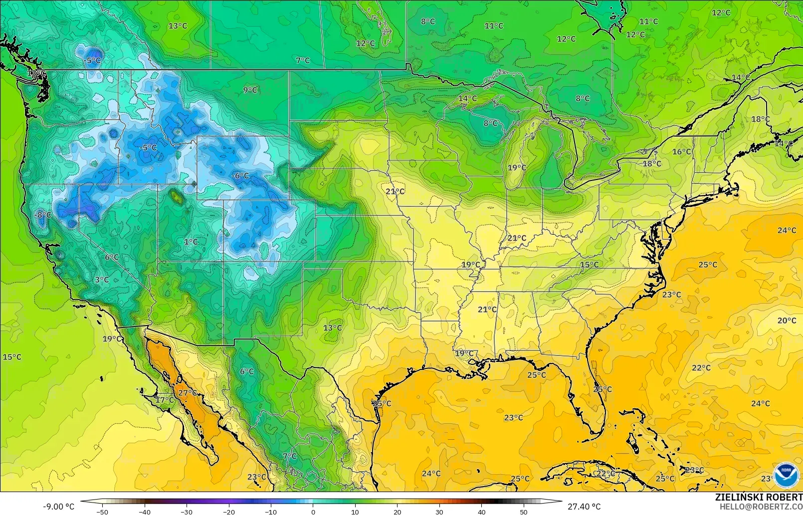 GFS загвар - АНУ, Цэгийн Чийг 2 м