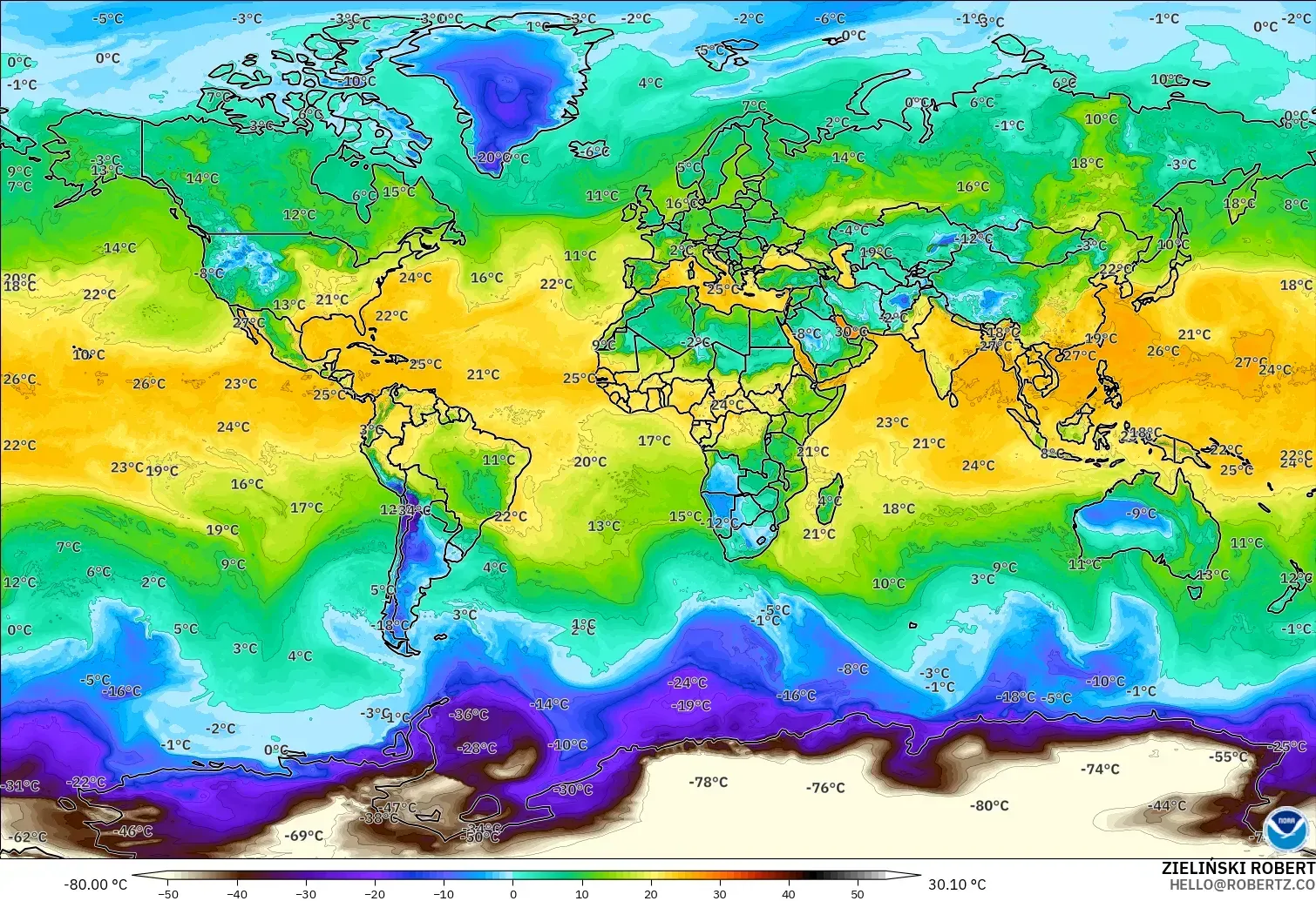 GFS загвар - Дэлхий, Цэгийн Чийг 2 м