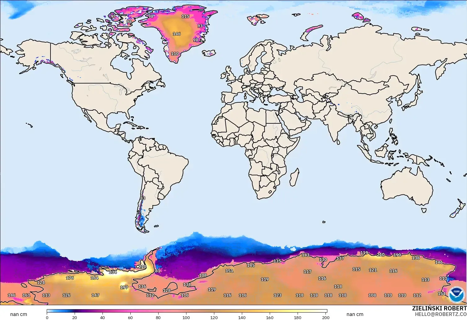 GFS загвар - Дэлхий, Цасны Зузаан