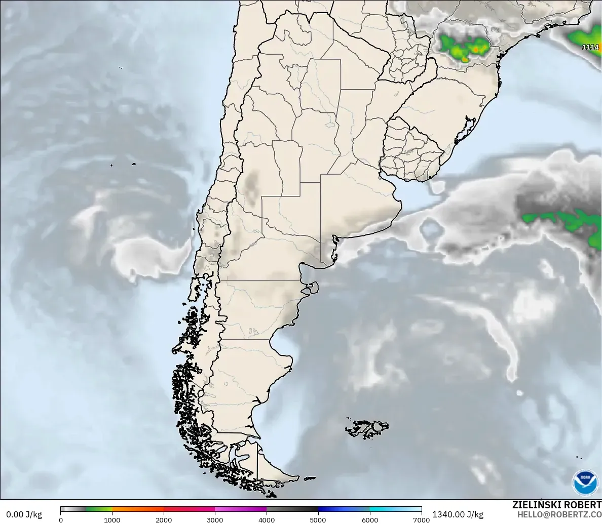 GFS загвар - Аргентин, CAPE