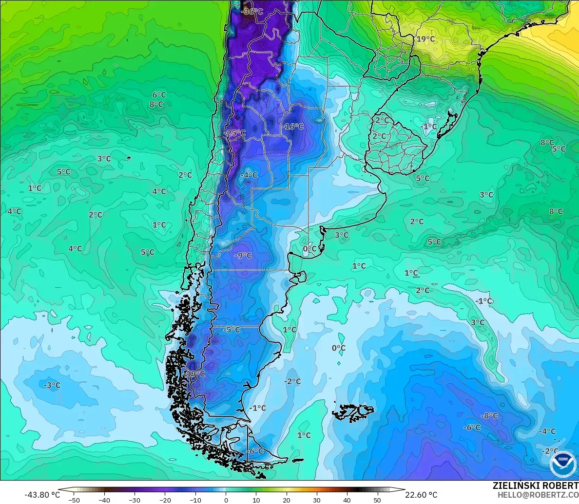 GFS загвар - Аргентин, Цэгийн Чийг 2 м
