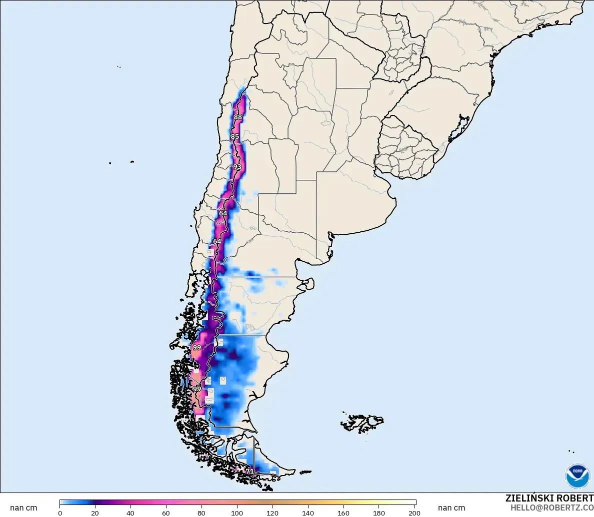 GFS загвар - Аргентин, Цасны Зузаан