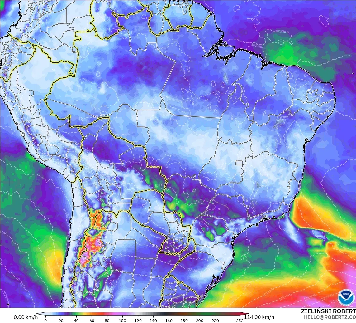 GFS загвар - Бразил, Хамгийн Их Салхи