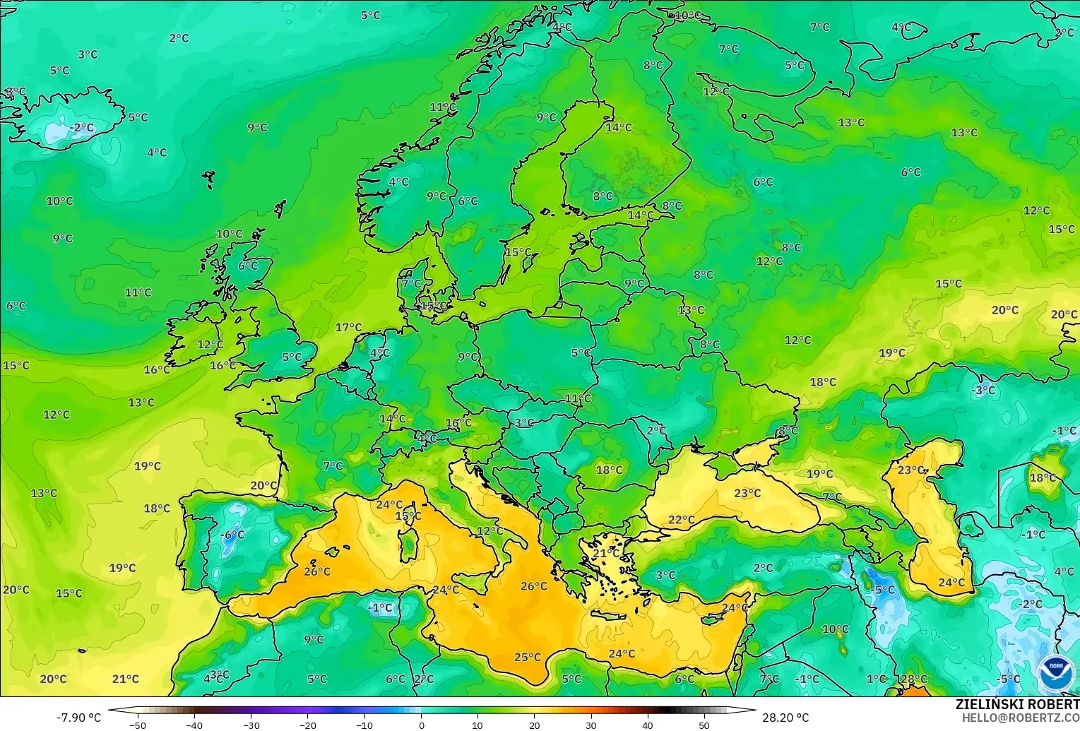 GFS загвар - Европ, Цэгийн Чийг 2 м