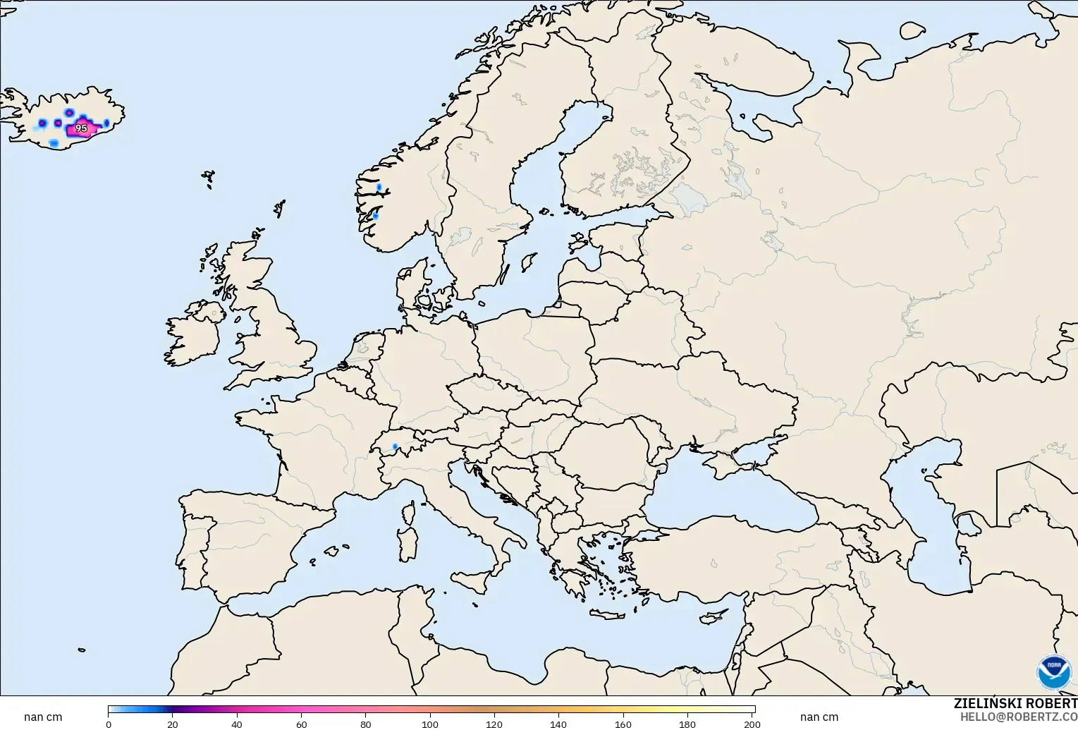 GFS загвар - Европ, Цасны Зузаан