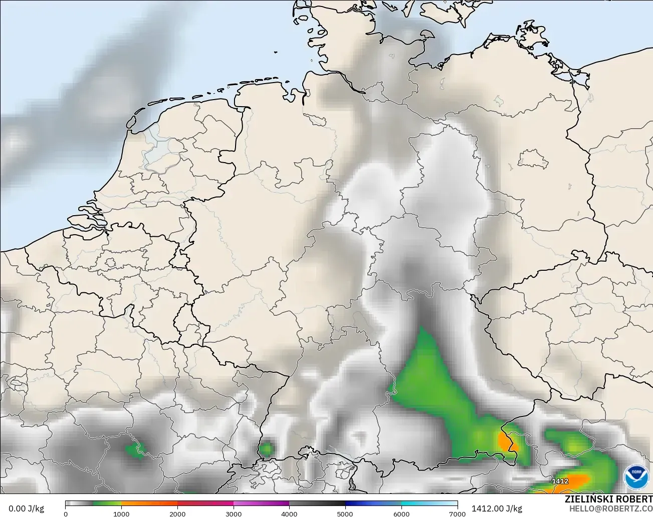 GFS загвар - Герман, CAPE