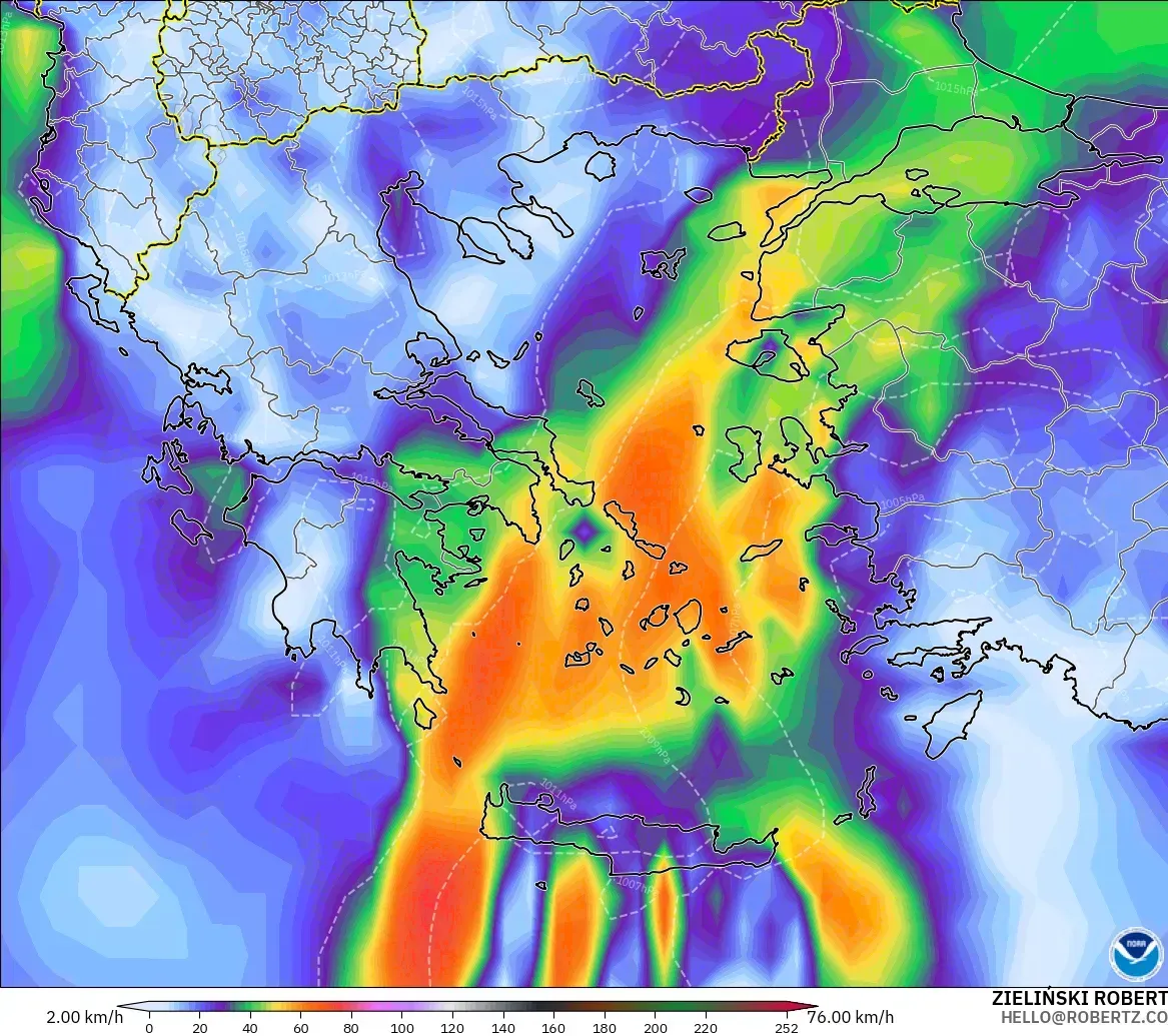 GFS загвар - Грек, Хамгийн Их Салхи