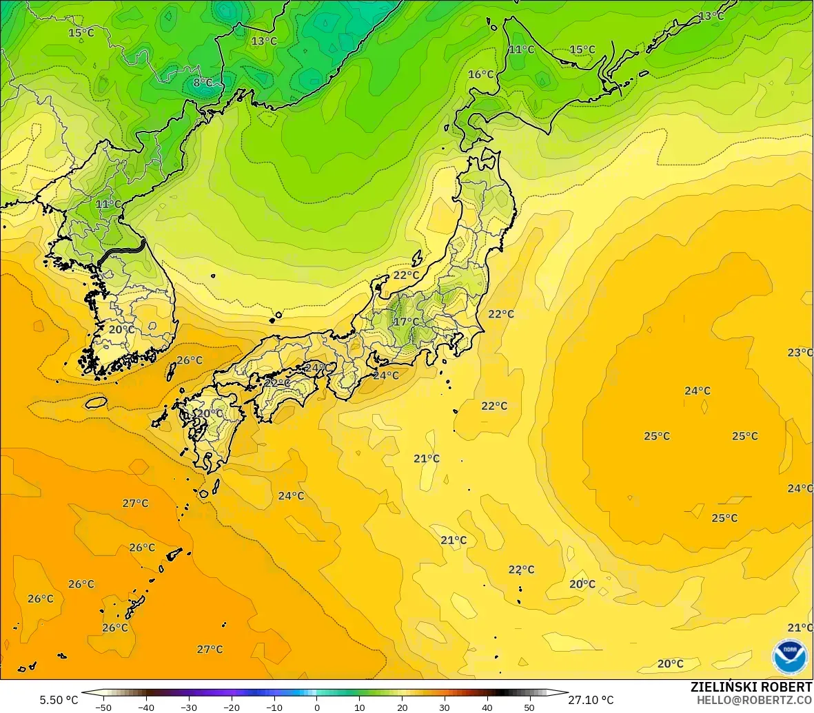 GFS загвар - Япон, Цэгийн Чийг 2 м