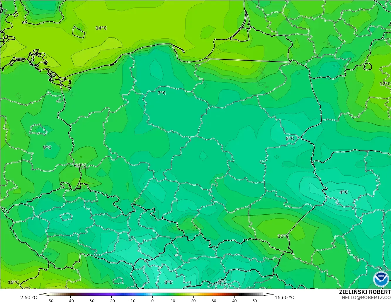 GFS загвар - Польш, Цэгийн Чийг 2 м