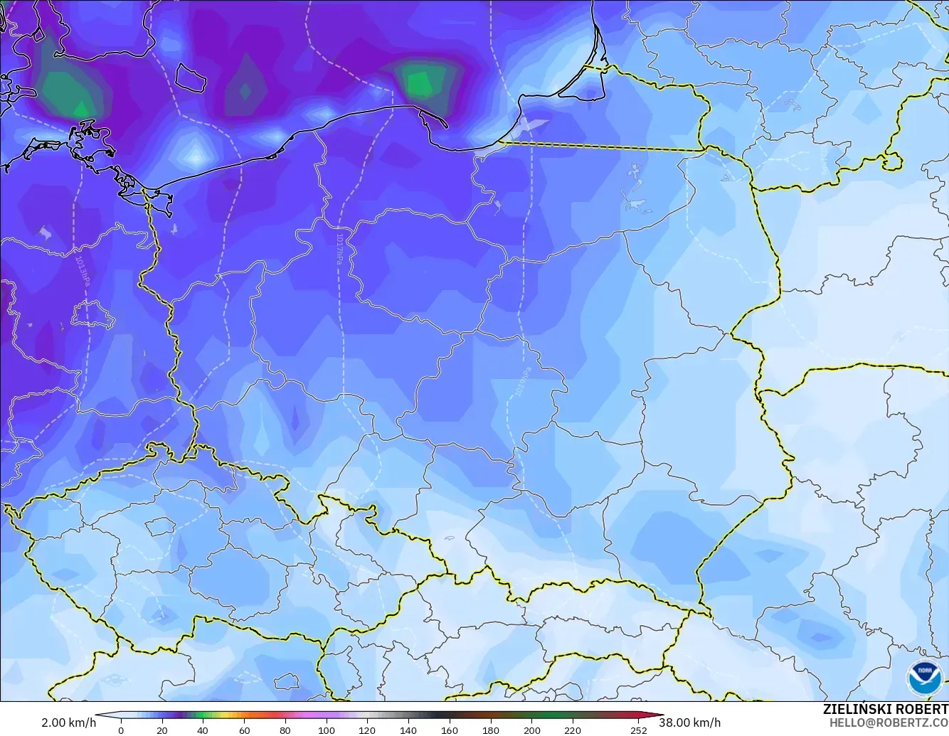GFS загвар - Польш, Хамгийн Их Салхи