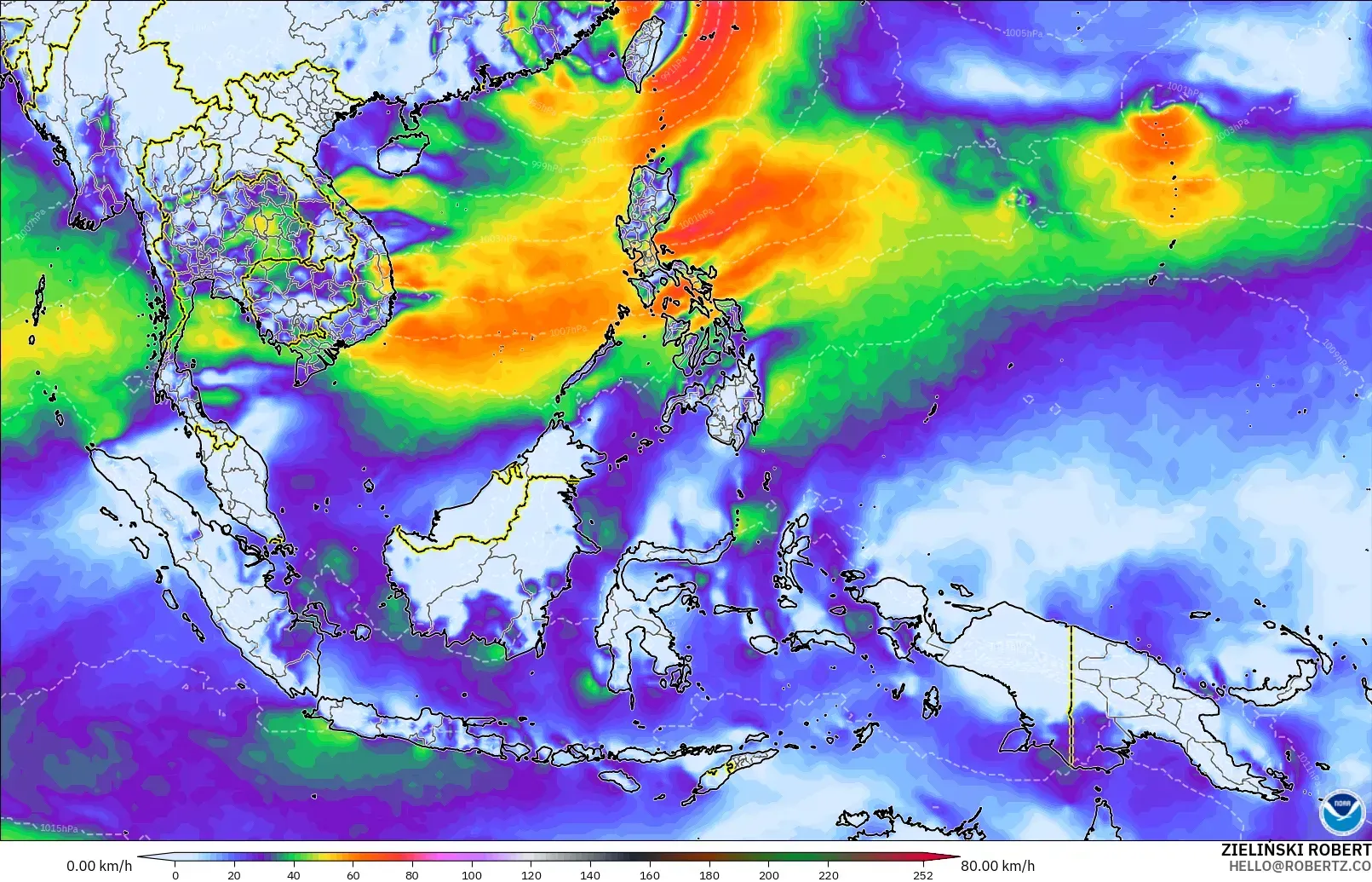 GFS загвар - Өмнөд-Зүүн Ази, Салхины Ширүүн Нөлөөлөл