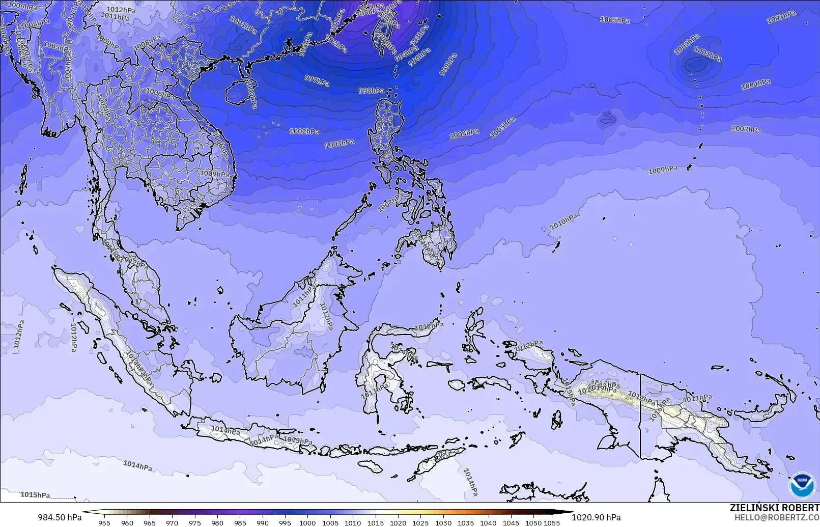 GFS загвар - Өмнөд-Зүүн Ази, Даралт