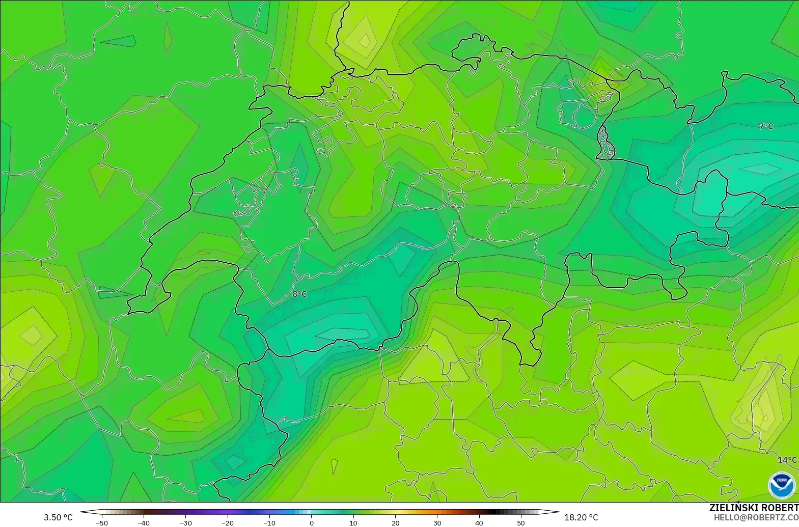 GFS загвар - Швейцар, Цэгийн Чийг 2 м