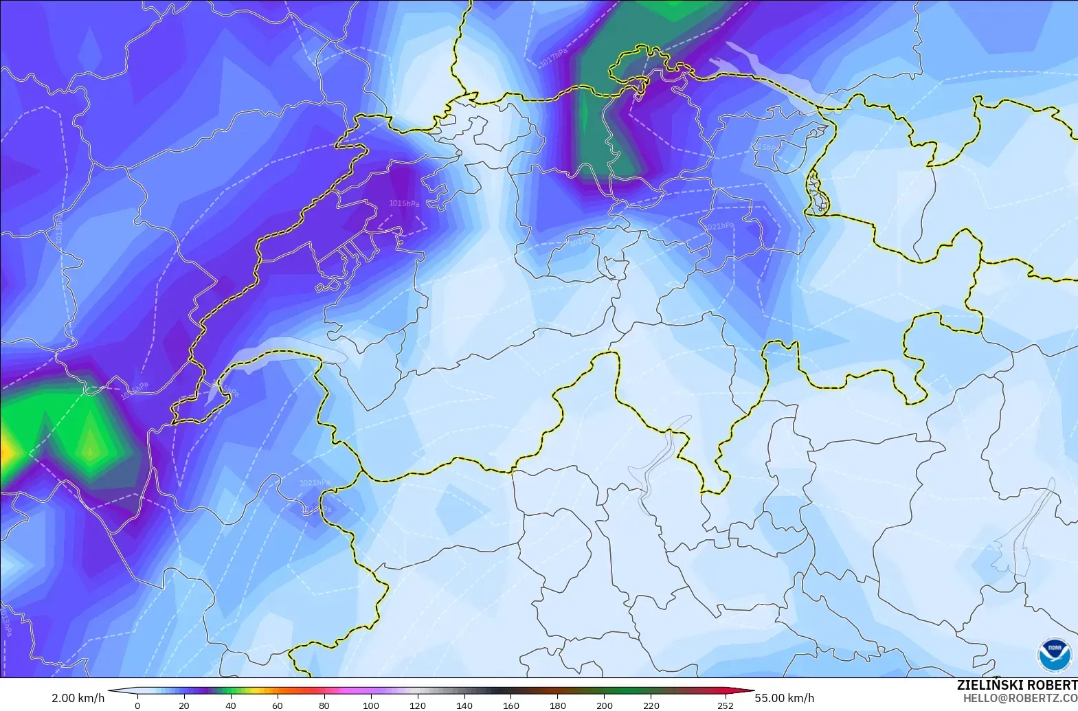 GFS загвар - Швейцар, Хамгийн Их Салхи