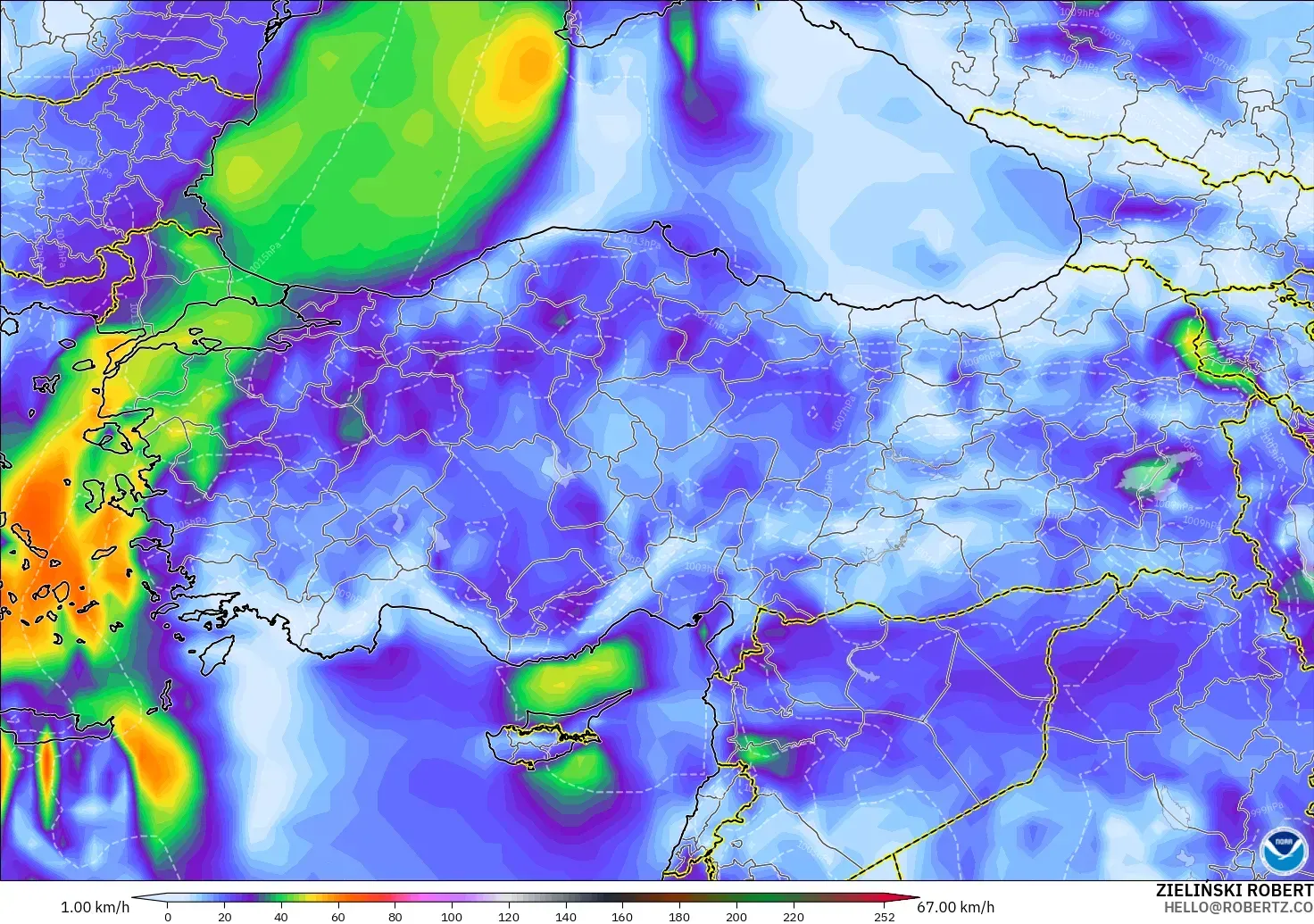 GFS загвар - Турк, Салхины Ширүүн Нөлөөлөл