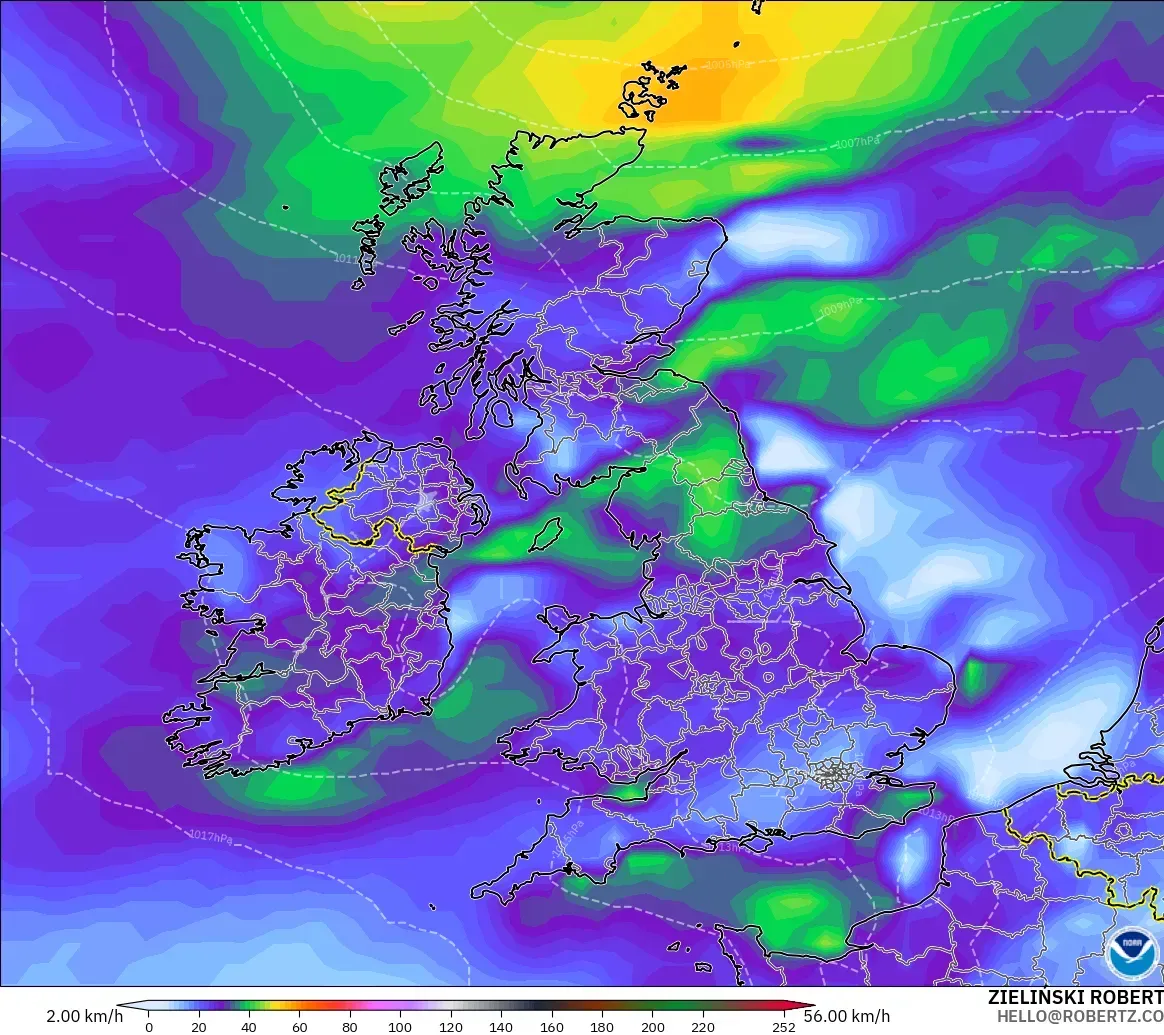 GFS загвар - Их Британи, Хамгийн Их Салхи
