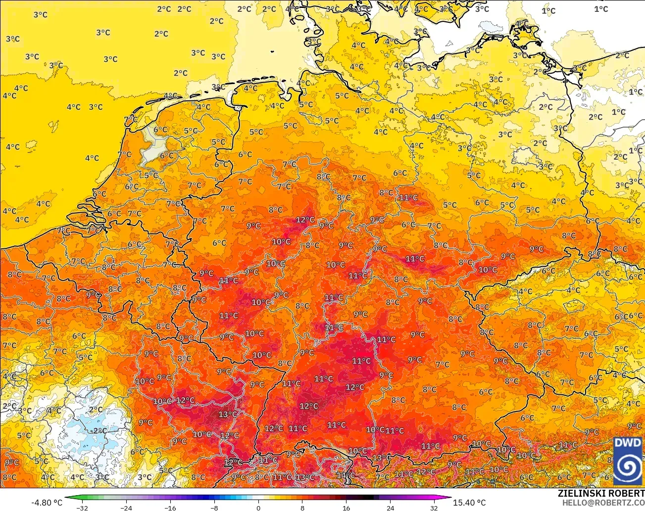 ICON Германы 2 км загвар - Герман, 2 м Температурын Хазайлт
